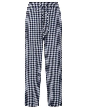 DUNST Geruite Broek Met Trekkoord - Blauw