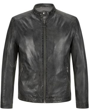 Milestone Leder Bikerjacke Mit Modernem Design - Grau