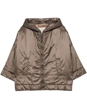 Max Mara Jassen ,Bruin ,Wol Giacca Fiore Met Capuchon