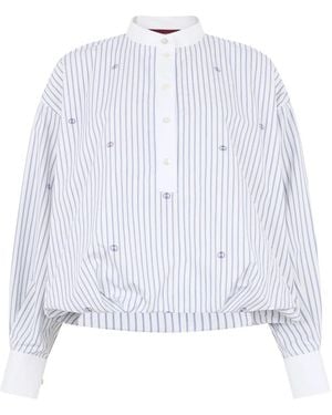 Gucci Interlocking G Dunne Pinstripe Katoenen Blouse - Blauw