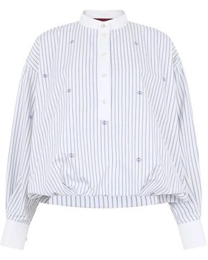 Gucci Interlocking G Dunne Pinstripe Katoenen Blouse - Blauw