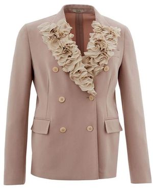 Lardini Gerüschte Doppelreiher Jacke & Mantel - Braun