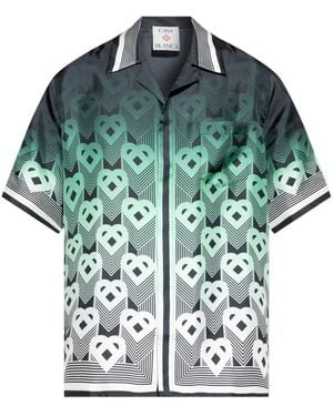 CASABLANCA Silk Gradient Geometric Pattern Short-Sleeve Shirt - Green