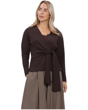 Rosemunde Tops ,Bruin ,Leer Babette Zijde Sl U-Hals Lange Kant