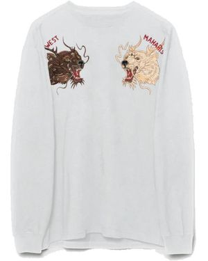 Maharishi Duality Bering Bears Embroidered Tee - Weiß