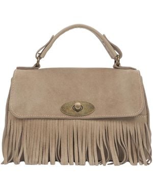ESTRO Velour Satchel Bag - Natur