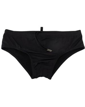 DSquared² Klassisches Design Badehose Mit Orangem Logoaufdruck - Schwarz