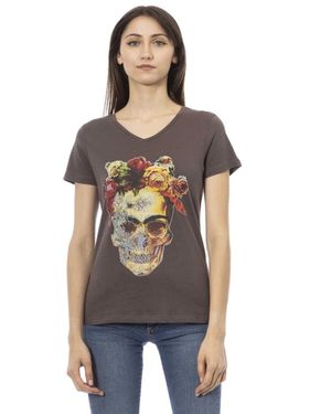 Trussardi T-shirt a manica corta con scollo a v e stampa - Nero