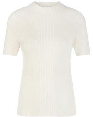Marc Cain Truien & Vesten ,Wit ,Wol Lichte Pullover Met Ronde Hals En Korte Mouwen