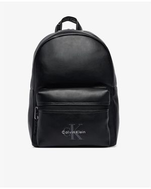 Calvin Klein Tassen ,Zwart ,Leer Bold Logo Webbing Backpack
