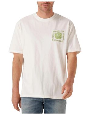 Scotch & Soda Tops ,Wit ,Wol Relaxed-Fit Gewassen Artwork T-Shirt