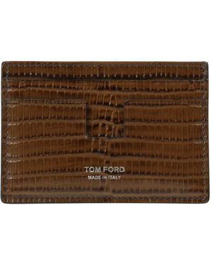 Tom Ford Accessoires ,Bruin ,Leer Kaarthouder