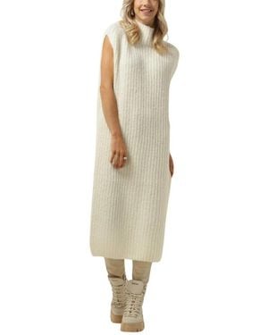 10Days Midi Kleid Mit Rollkragen Ecru - Mettallic