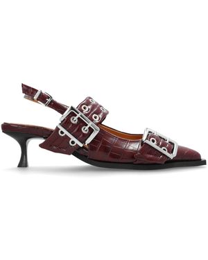 Ganni Schoenen ,Rood ,Leer Hakschoenen - Bruin