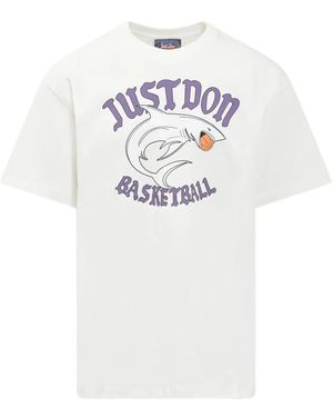 Just Don Es Baumwoll übergroße T-Shirt - Weiß