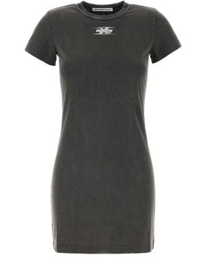 T By Alexander Wang Baumwoll-T-Shirt Minikleid - Schwarz