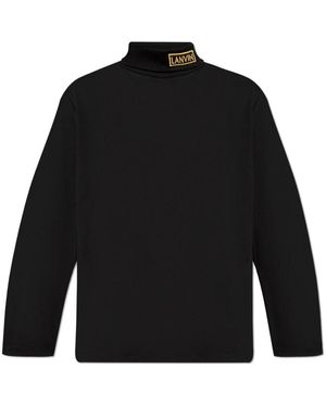 Lanvin Rollkragenpullover mit logo - Schwarz