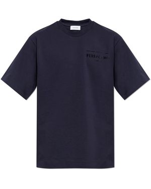 Ferragamo Tops ,Blauw ,Katoen Logo T-Shirt