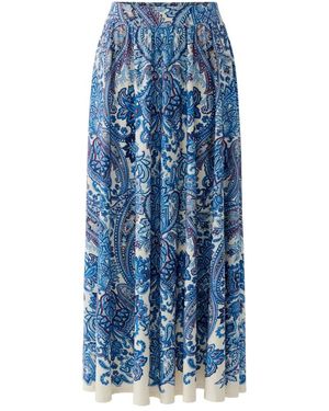 Ouí Lange Maxi Rok Met Bloemmotief - Blauw