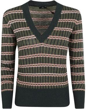 Etro V-Neck Knitwear - Green