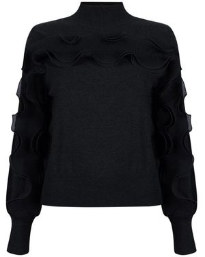 Jansen Amsterdam Barbara Pullover Mit Plisse Rüschen - Schwarz