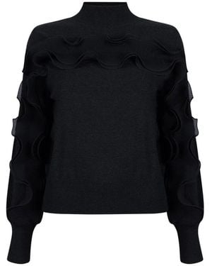 Jansen Amsterdam Barbara Pullover Met Plisse Ruffles - Zwart