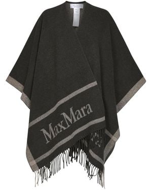 Max Mara Jassen ,Groen ,Wol Hilde Logo Motif Sjaal - Zwart