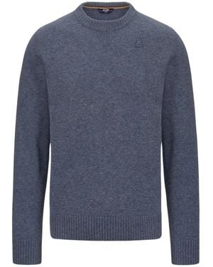 K-Way Grün-Grauer Strickpullover - Blau
