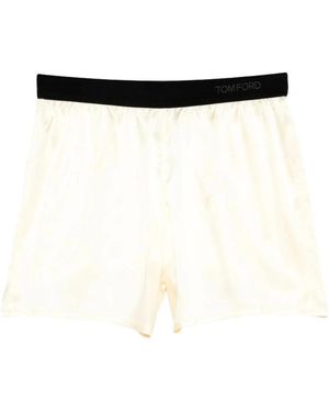Tom Ford Pajama Shorts Met Elastische Tailleband - Wit