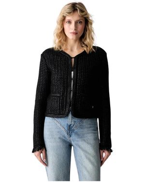 KARL LAGERFELD Gebreide Cardigan Met Franjes - Zwart