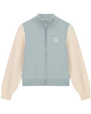 Guess Truien & Vesten ,Blauw ,Polyester Lily Zipped Jacquard Sweater