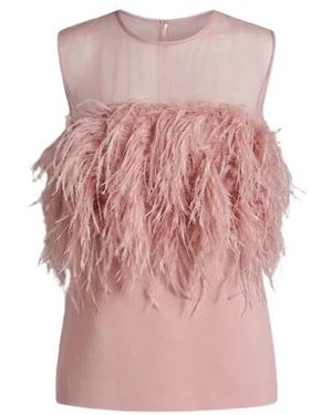 Alberta Ferretti Tops ,Roze ,Chiffon Enver Satin Top Met Veren