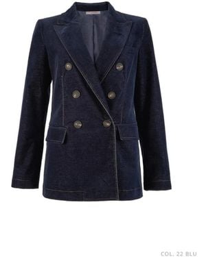 D.exterior Velvet Double-Breasted Jacket - Blau