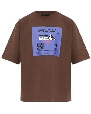 DSquared² Tops ,Bruin ,Katoen Katoenen T-Shirt Met Print