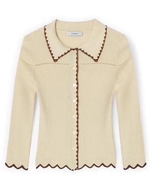 mötivi Truien & Vesten ,Nylon Fijngebreid Vest Met Geborduurde Details - Naturel