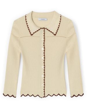 mötivi Truien & Vesten ,Nylon Fijngebreid Vest Met Geborduurde Details - Naturel