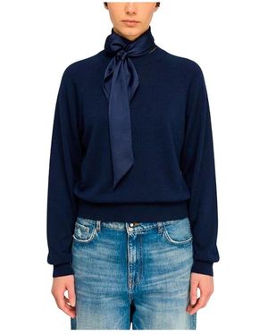 Semicouture Round-Neck Knitwear - Bleu