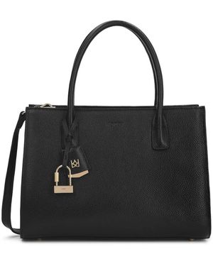 Kazar Zwarte Klassieke Handtas Met Decoratief Hangslot