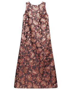 Maliparmi Kleedjes ,Veelkleurig ,Polyester Gilded Garden Jurk - Bruin