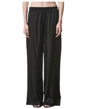 Thom Krom Broeken ,Zwart ,Satijn Wide Leg Drawstring Broeken