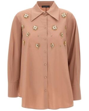 Elena Miro Overshirt Met Versieringen - Bruin