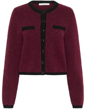 Gestuz Truien & Vesten ,Rood ,Contrast Cardigan Bloedrood Melange/Zwart - Paars
