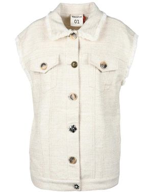Semicouture Jassen ,Katoen Gebreid Vest Met Katoenmix - Wit