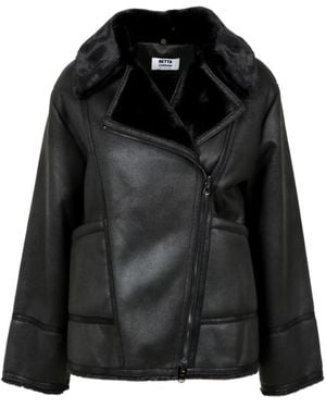 Betta Corradi Schwarze kunstpelz lammfelljacke