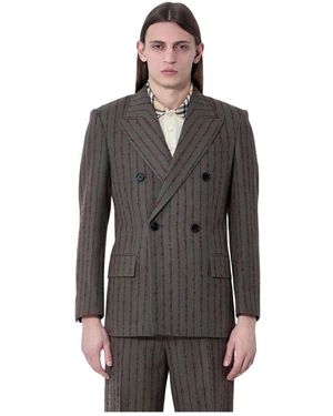 Burberry Gestreifter Wolltaillierter Blazer - Grau