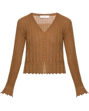 Akep Truien & Vesten ,Bruin ,Leer Lurex Thread Cardigan
