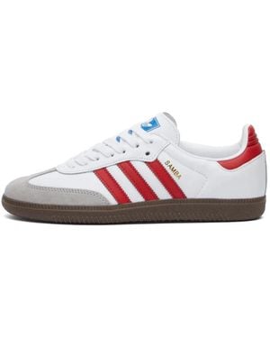 adidas Originals White And Better Scarlet Samba Og Trainers