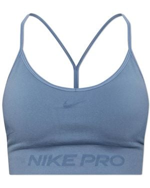Nike Fitness ,Blauw ,Polyester Pro Seamless Light-Support Padded Sports Bra