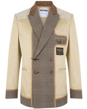 Moschino Jassen ,Veelkleurig ,Wol Dubbelrijige Jas - Naturel