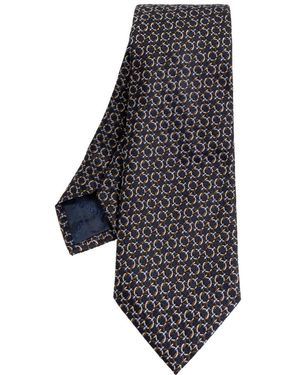 Ferragamo Gancini Jacquard Zijden Stropdas - Zwart
